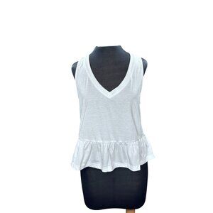Lyaner Womens White Sleeveless Peplum Top